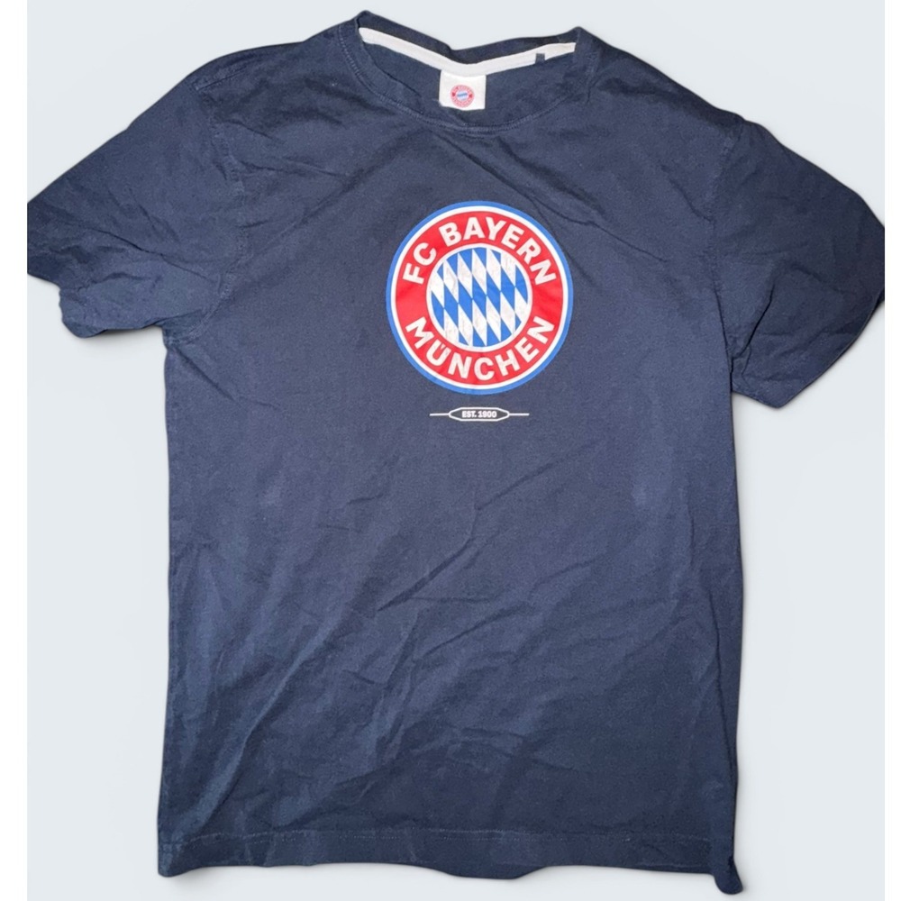 FC Bayern Munchen Mens Navy Blue Graphic T-Shirt XL Official Soccer Fan Tee